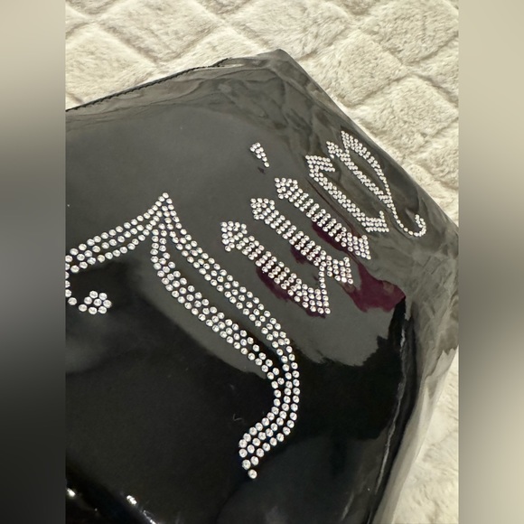 JC Juicy couture travel cosmetic makeup bag shiny black with bling juicy NWT - Picture 5 of 9